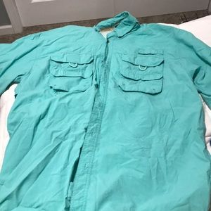 button down blue fishing shirt